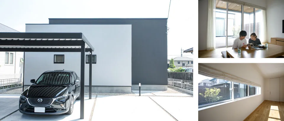 30坪とは思えない、中庭とホールで開放的に。