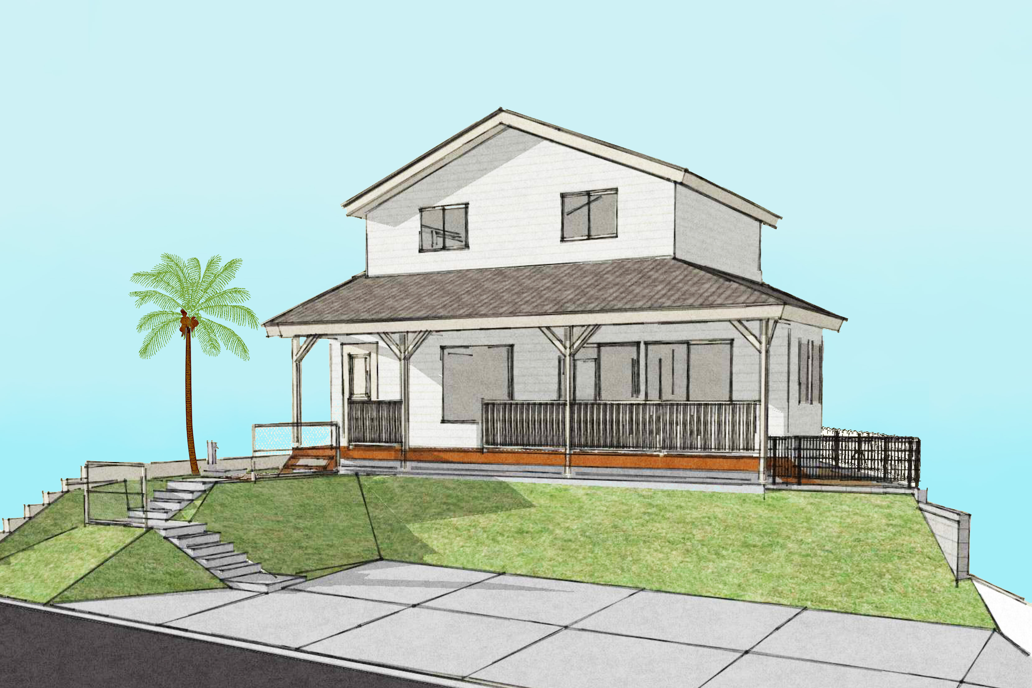 高台のアメリカンハウス