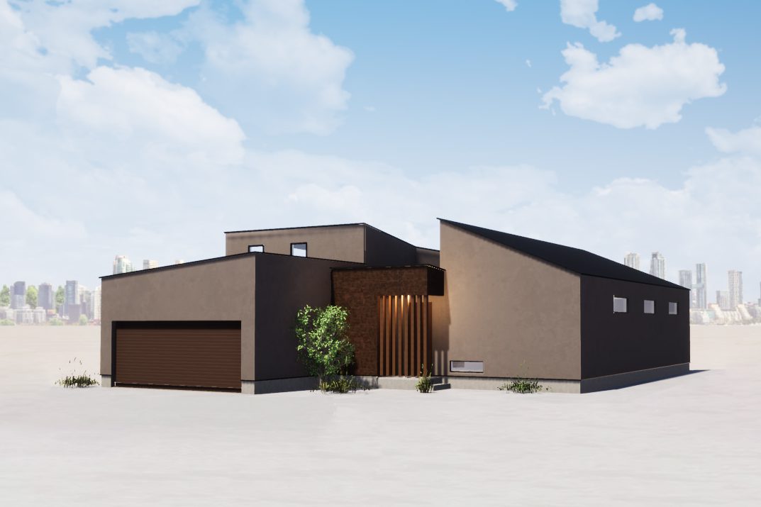 中庭で繋がる ガレージハウス