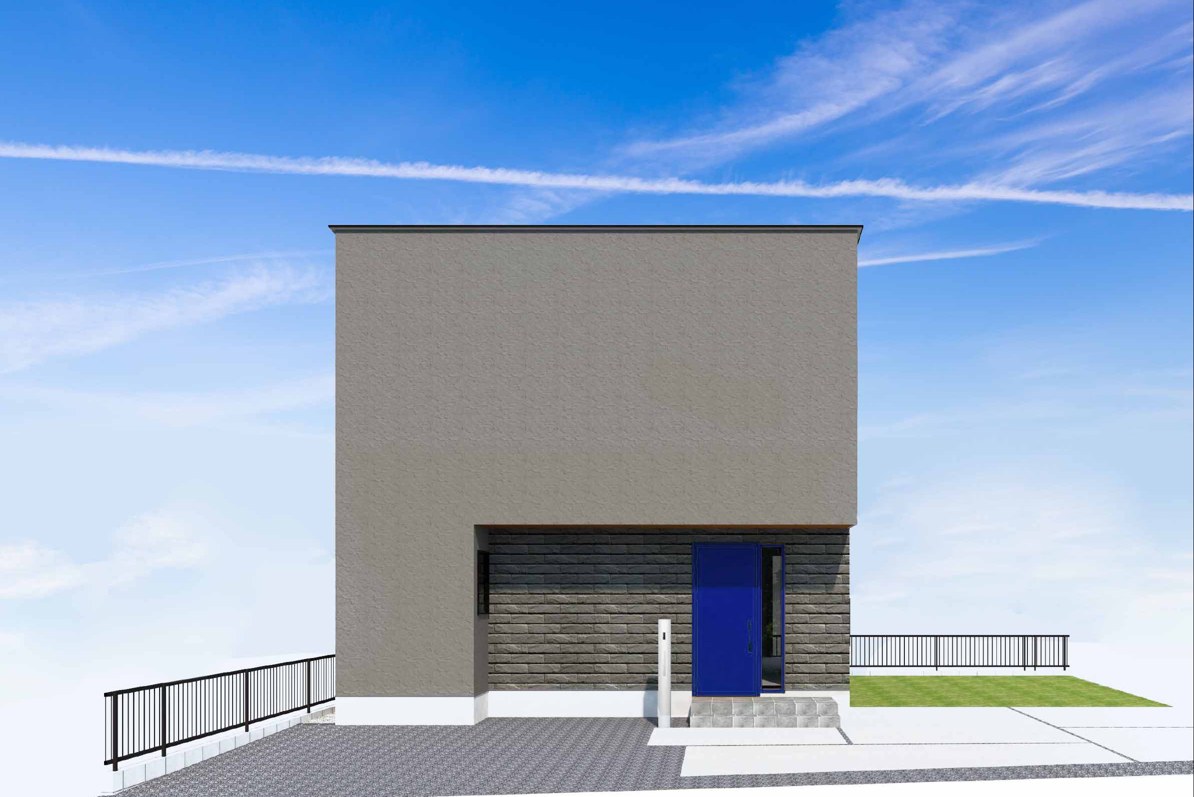 グレーのシンプルキューブハウス